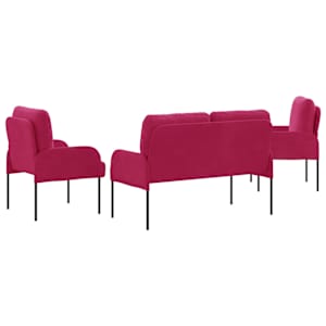 Sedací soupravy 3 pcs Víno Červené 115 x 56 x 80 cm Překližka - obrázek 7