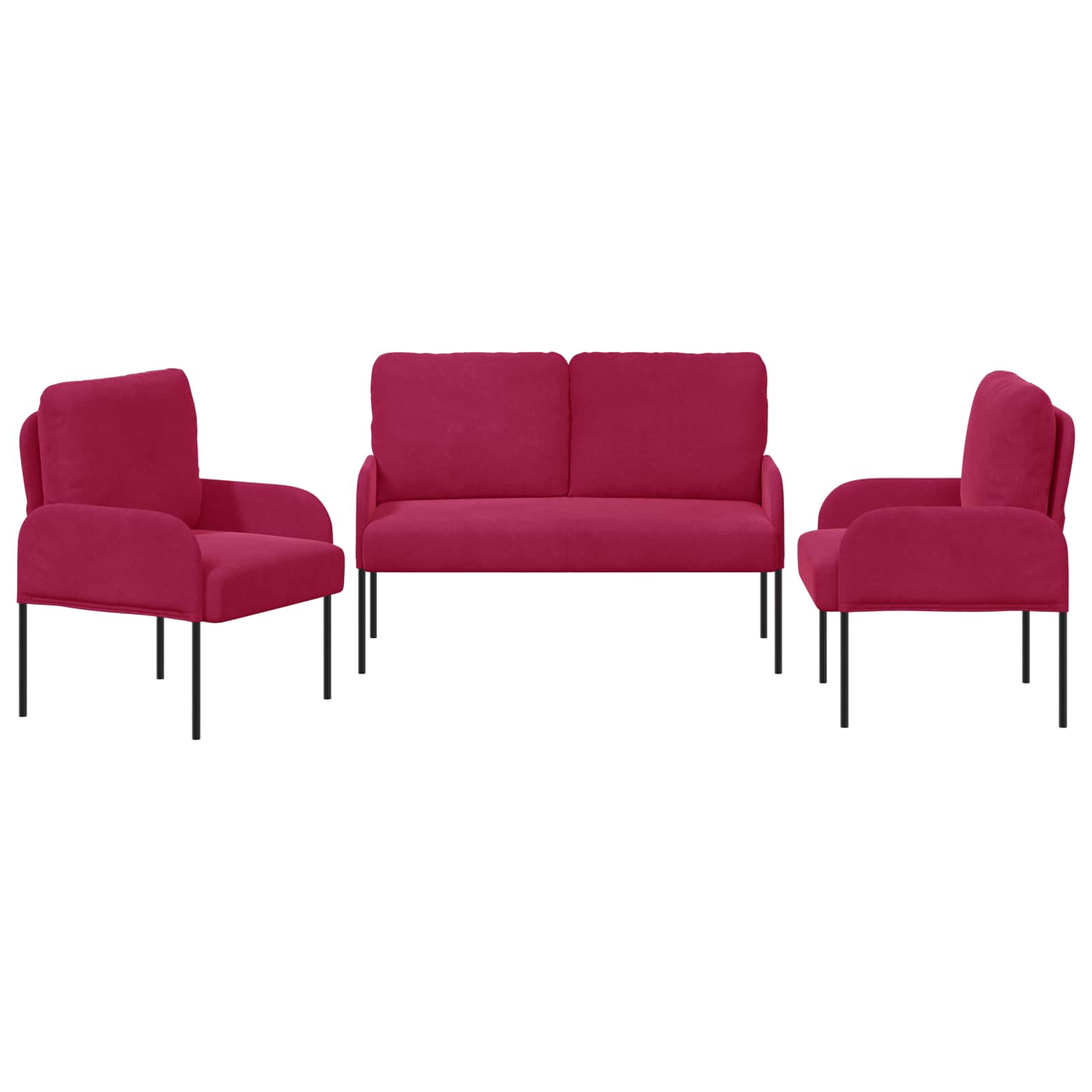 Sedací soupravy 3 pcs Víno Červené 115 x 56 x 80 cm Překližka - obrázek 6
