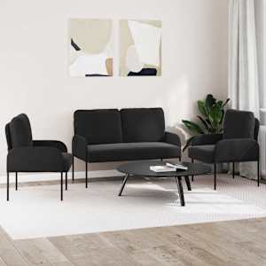 Sedací soupravy 3 pcs Černá 115 x 56 x 80 cm Překližka - obrázek 3