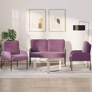 Sedací soupravy 3 pcs Fialová 115 x 56 x 80 cm Překližka - obrázek 1