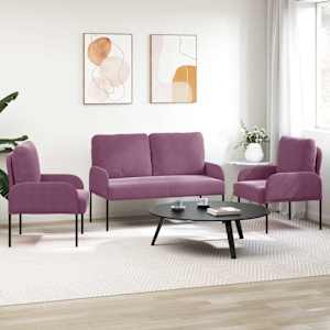 Sedací soupravy 3 pcs Fialová 115 x 56 x 80 cm Překližka - obrázek 3