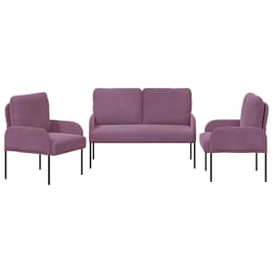 Sedací soupravy 3 pcs Fialová 115 x 56 x 80 cm Překližka - obrázek 6