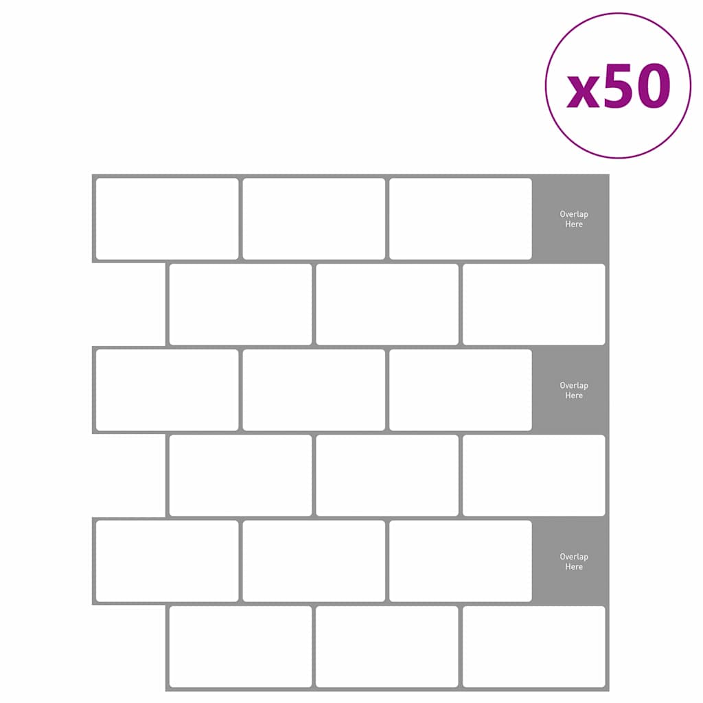 Thumbnail - vidaXL U-Bahn-Fliese 50 pcs Weiß Grau 30,5 x 30,5 cm