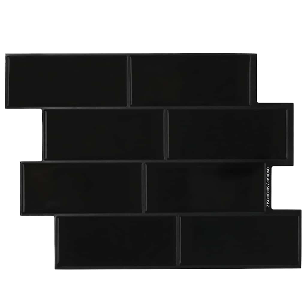 Thumbnail - vidaXL U-Bahn-Fliese 10 pcs Schwarz 29 x 21 cm Polyurethan und PET