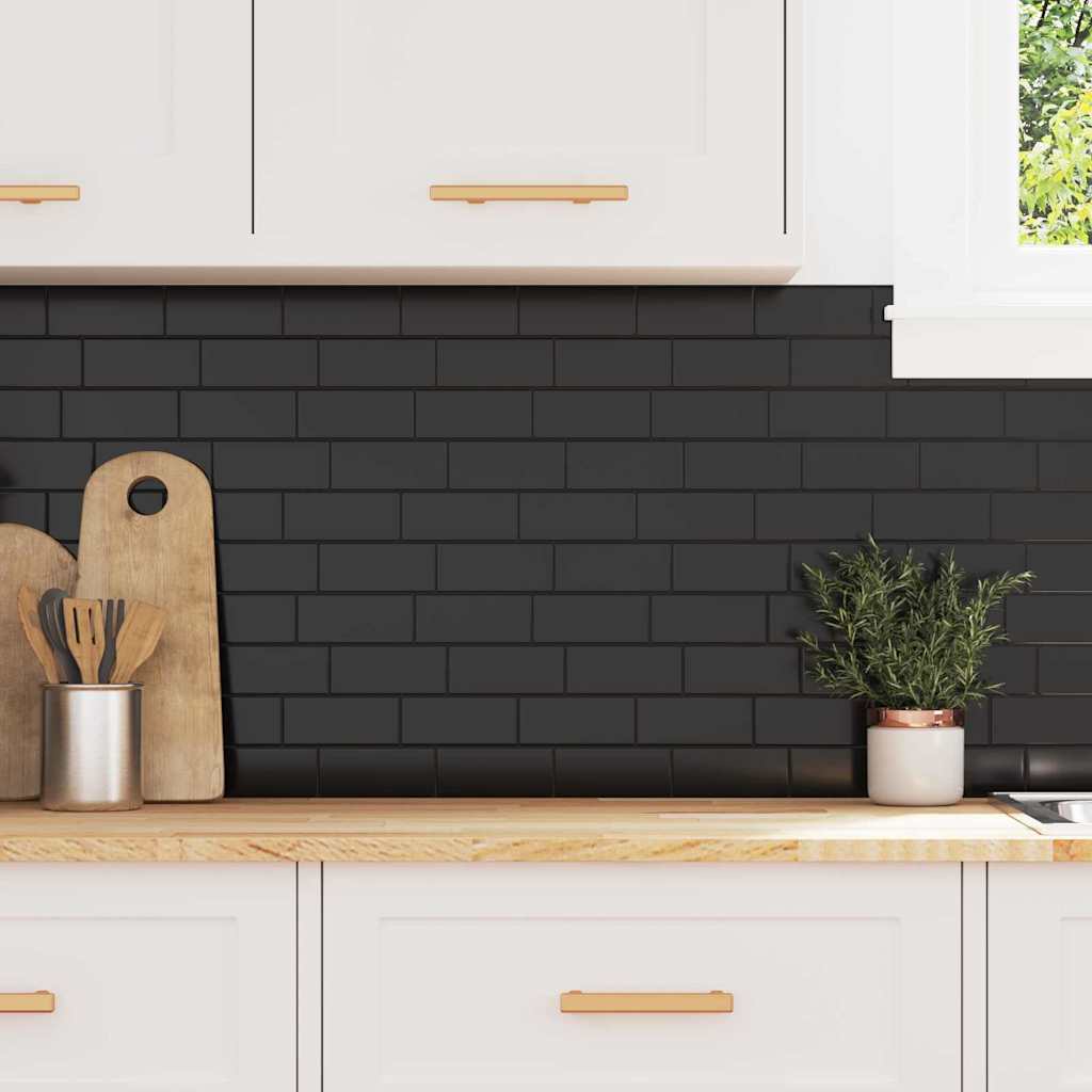 vidaXL U-Bahn-Fliese 20 pcs Schwarz 29 x 21 cm Polyurethan und PET