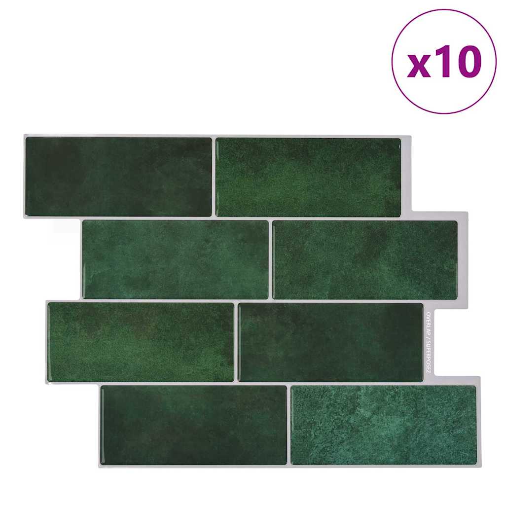 Thumbnail - vidaXL U-Bahn-Fliese 10 pcs Dunkelgrün 29 x 21 cm Polyurethan und PET