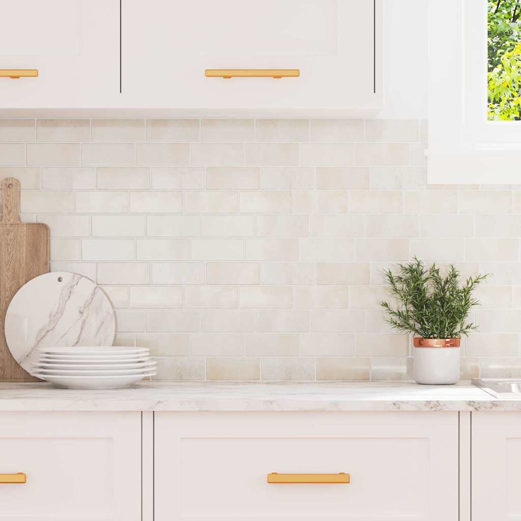 vidaXL U-Bahn-Fliese 10 pcs Beige Marmor 29 x 21 cm