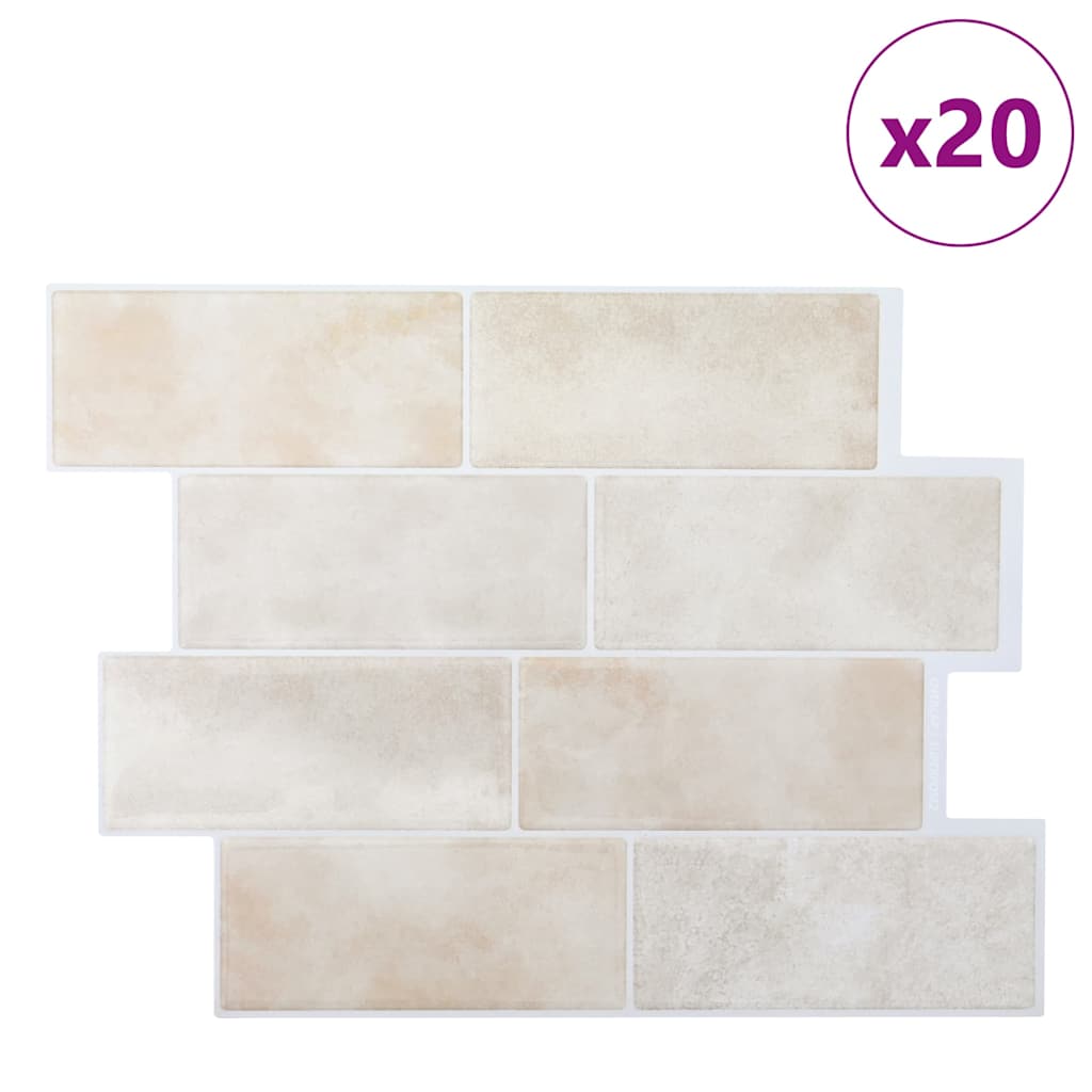 Thumbnail - vidaXL U-Bahn-Fliese 20 pcs Beige Marmor 29 x 21 cm