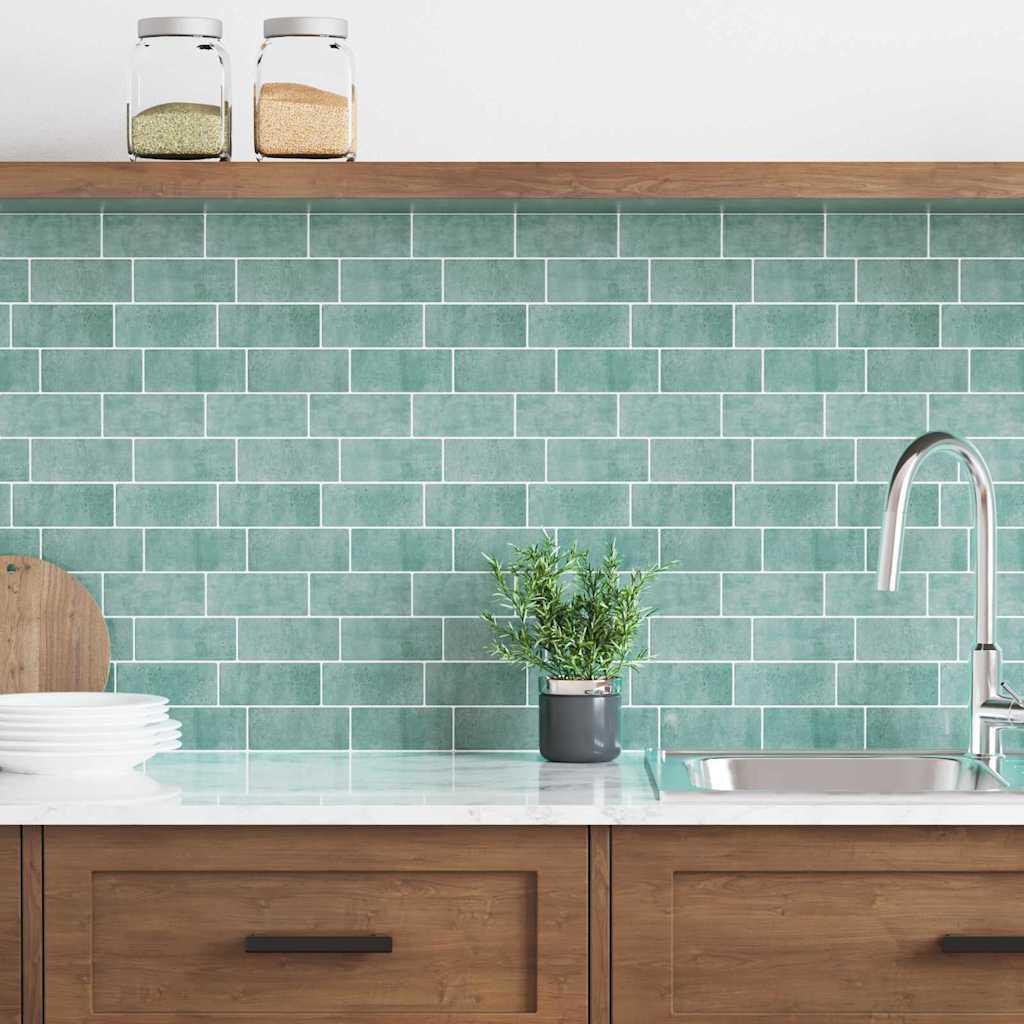 vidaXL Placă de metrou 50 pcs Gri Verde 29 x 21 cm Poliuretan și PET