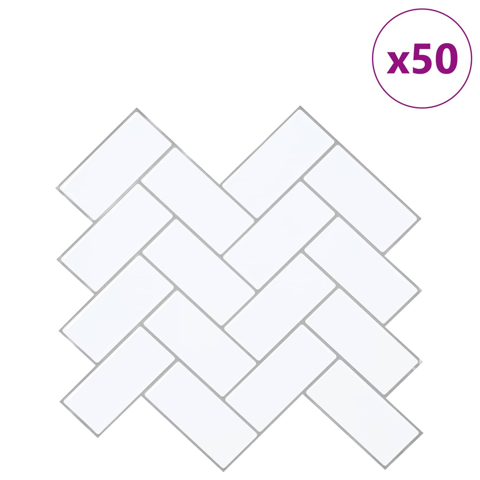 Thumbnail - vidaXL Fischgrätenfliese 50 pcs Weiß Grau 30 x 30 cm