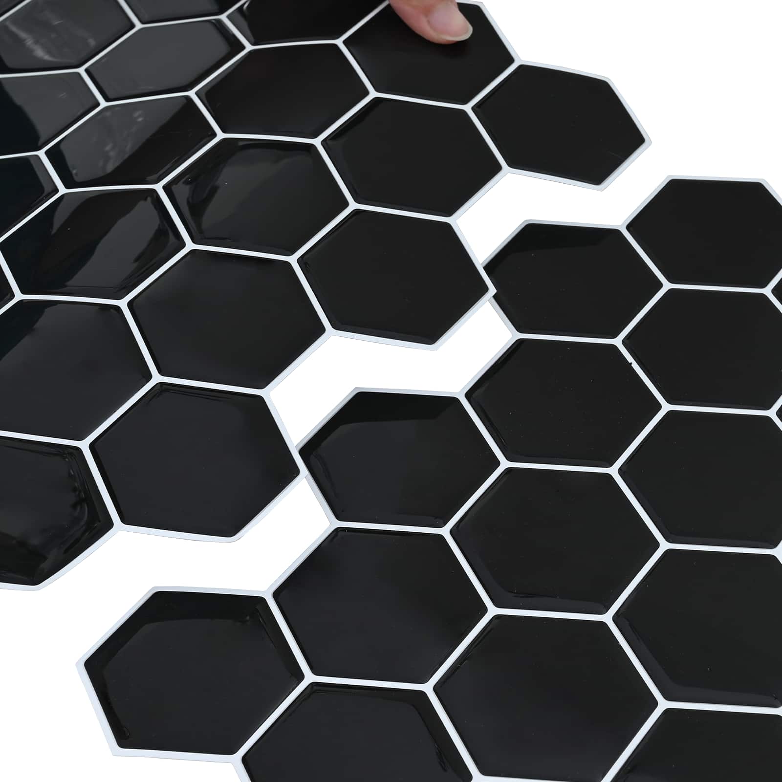 Šesterokotna ploščica 20 pcs Črna 30 x 30 cm Poliuretan in PET - slika 9