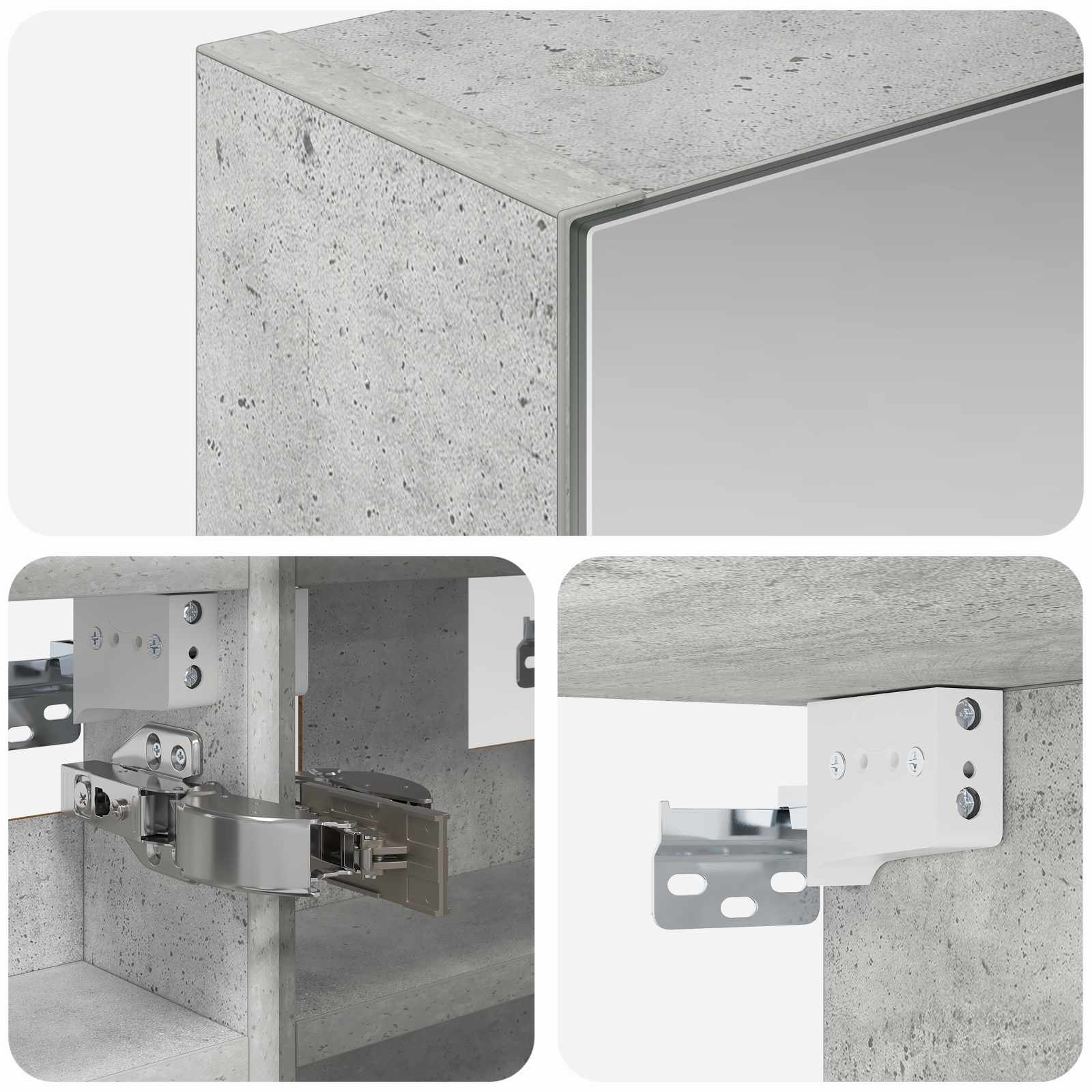 Koupelnová zrcadlová skříň Betonově šedá 30 x 10,5 x 50 cm - obrázek 10