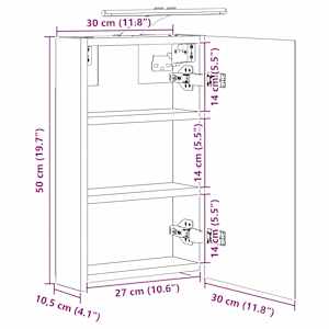 Koupelnová zrcadlová skříň Umělecký dub 40 x 10,5 x 60,5 cm - obrázek 13