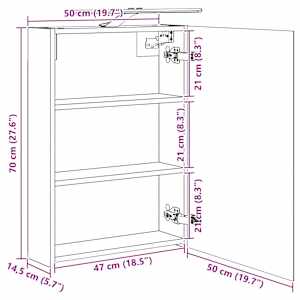 Koupelnová zrcadlová skříň Sonoma dub 50 x 14,5 x 70 cm - obrázek 14