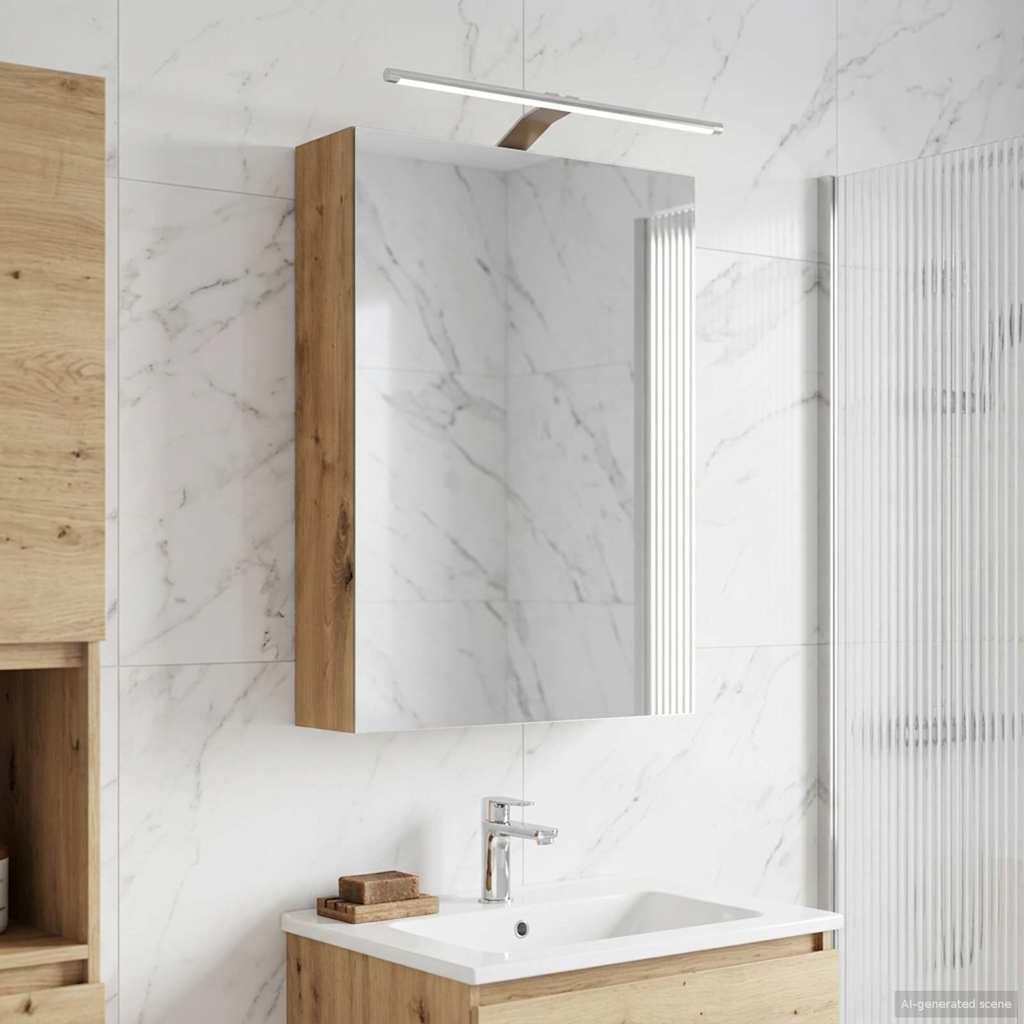 vidaXL Dulap cu oglindă pentru baie Stejar artizanal 50 x 14,5 x 70 cm