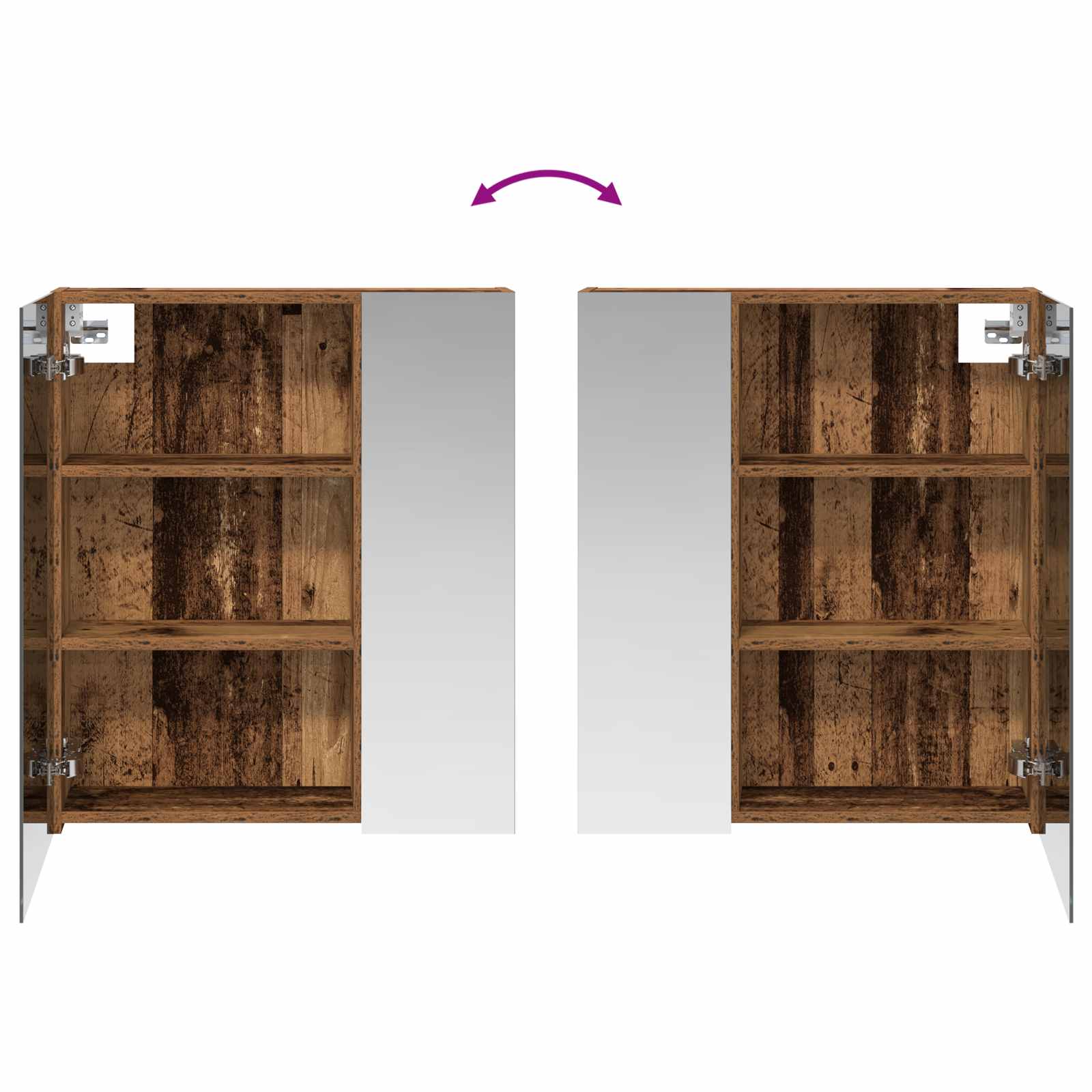 Koupelnová zrcadlová skříň Staré dřevo 60 x 14,5 x 70 cm - obrázek 10