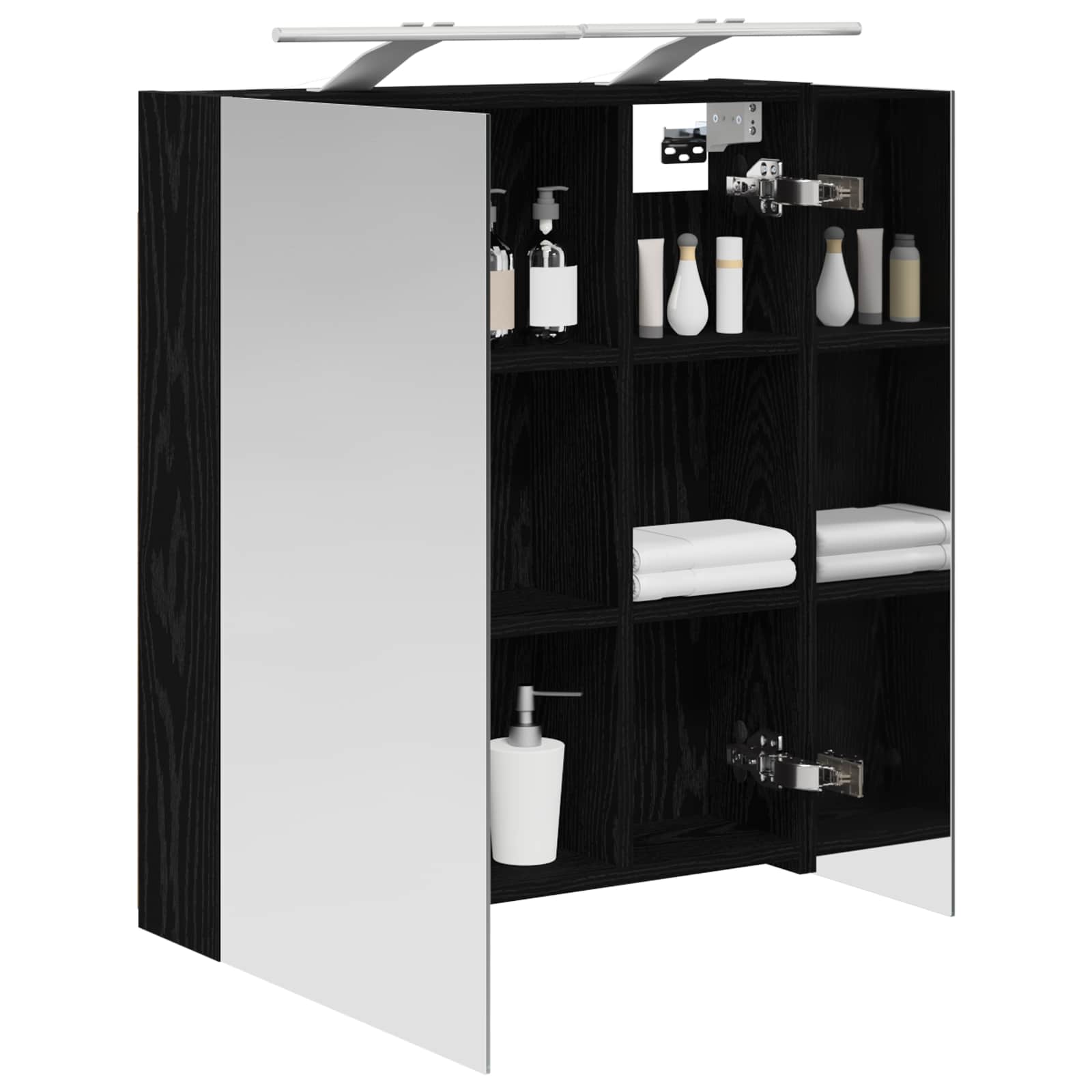 Koupelnová zrcadlová skříň s policí Černý dub 60 x 14,5 x 70 cm - obrázek 3
