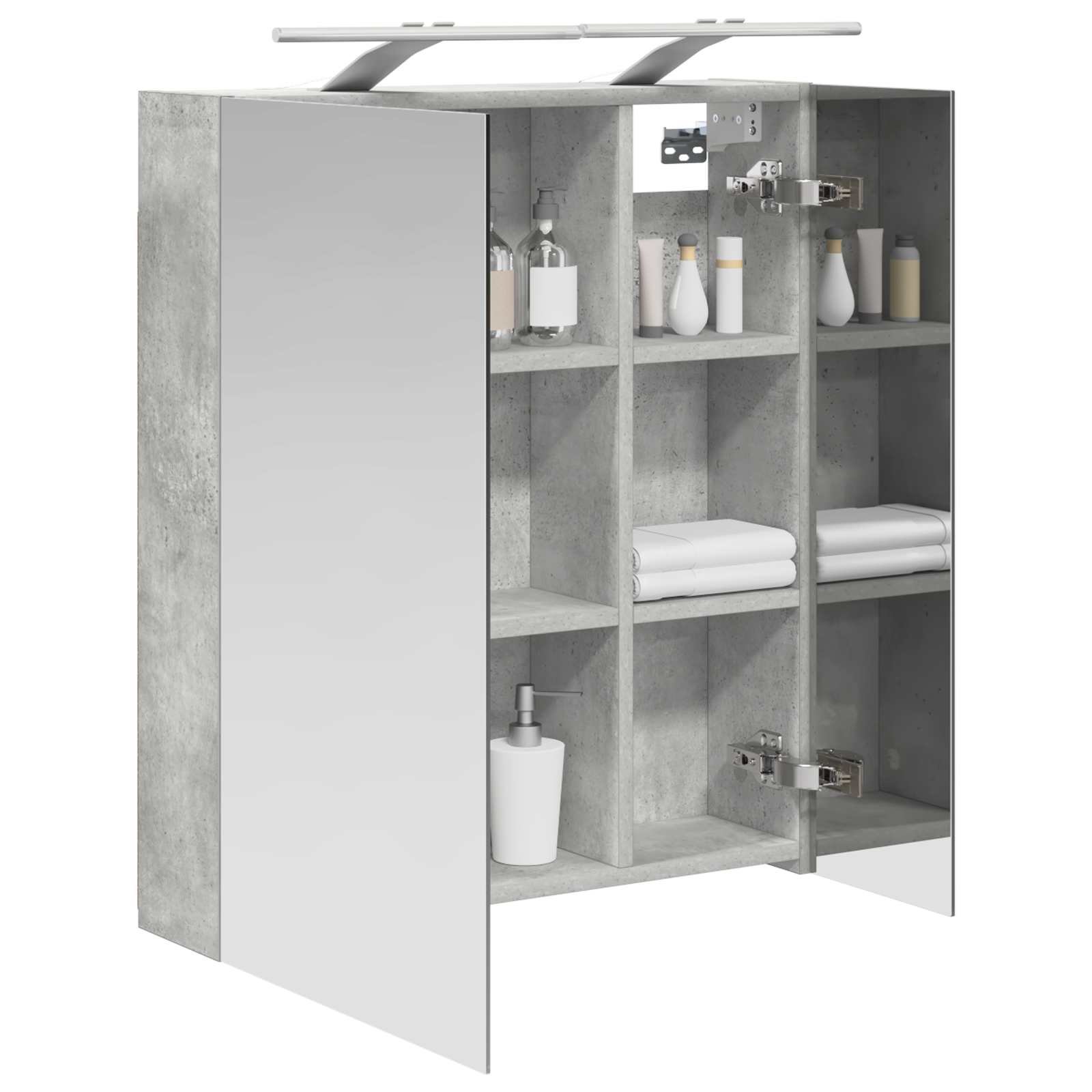 Koupelnová zrcadlová skříň Betonově šedá 60 x 14,5 x 70 cm - obrázek 3
