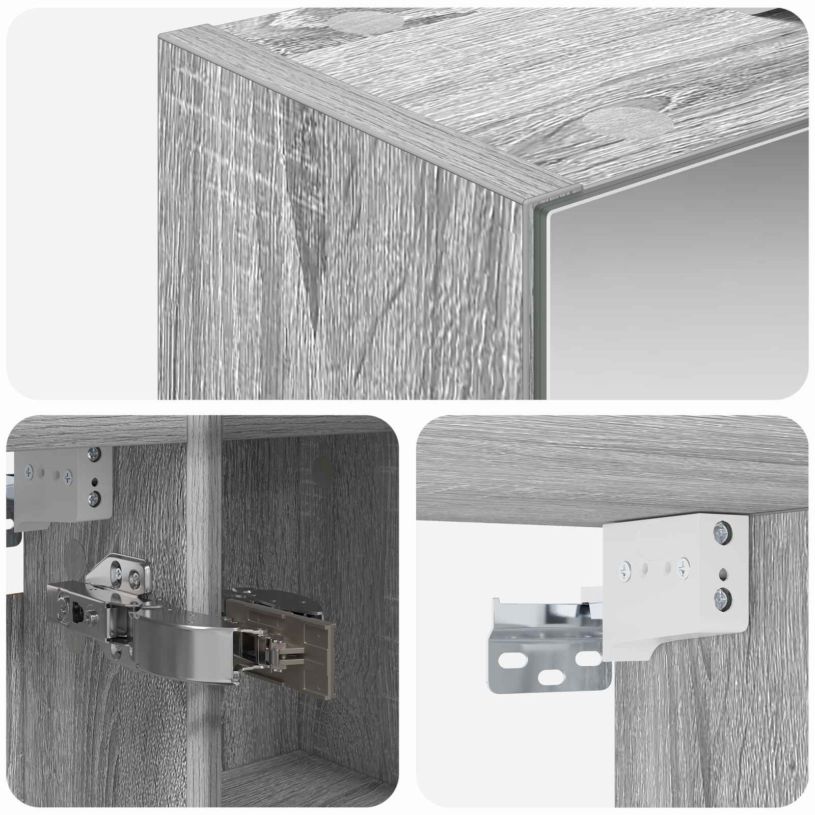 Badkamer spiegelkast met plank Grijs Sonoma 60 x 14,5 x 70 cm - Afbeelding 10