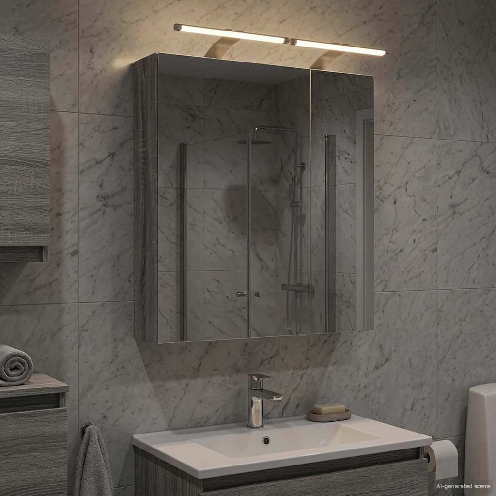 Badkamer spiegelkast met plank Grijs Sonoma 60 x 14,5 x 70 cm - Afbeelding 4