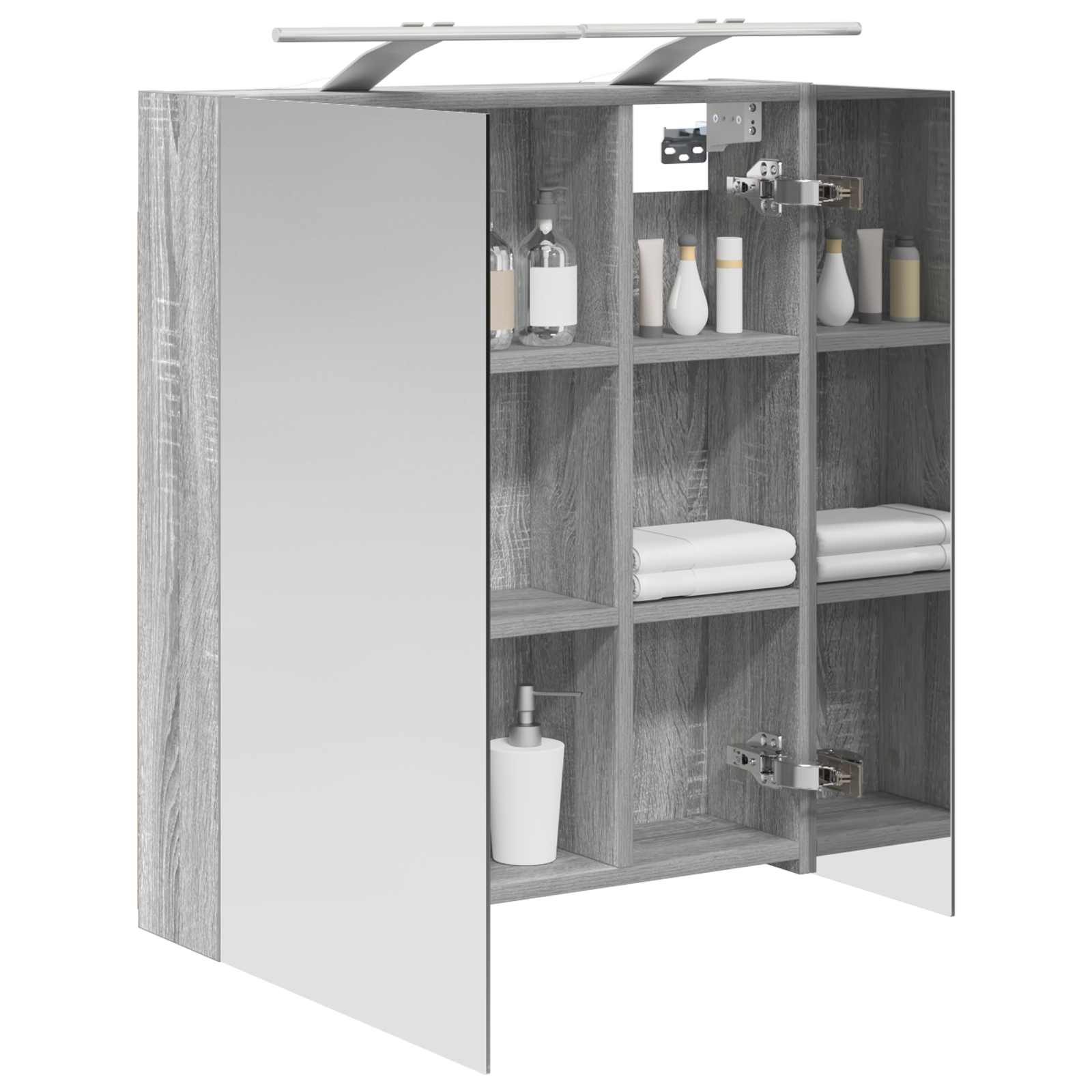 Badkamer spiegelkast met plank Grijs Sonoma 60 x 14,5 x 70 cm - Afbeelding 3