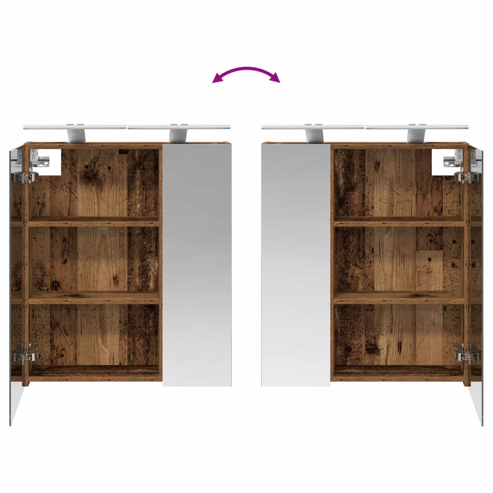 Koupelnová zrcadlová skříň Staré dřevo 60 x 14,5 x 70 cm - obrázek 12