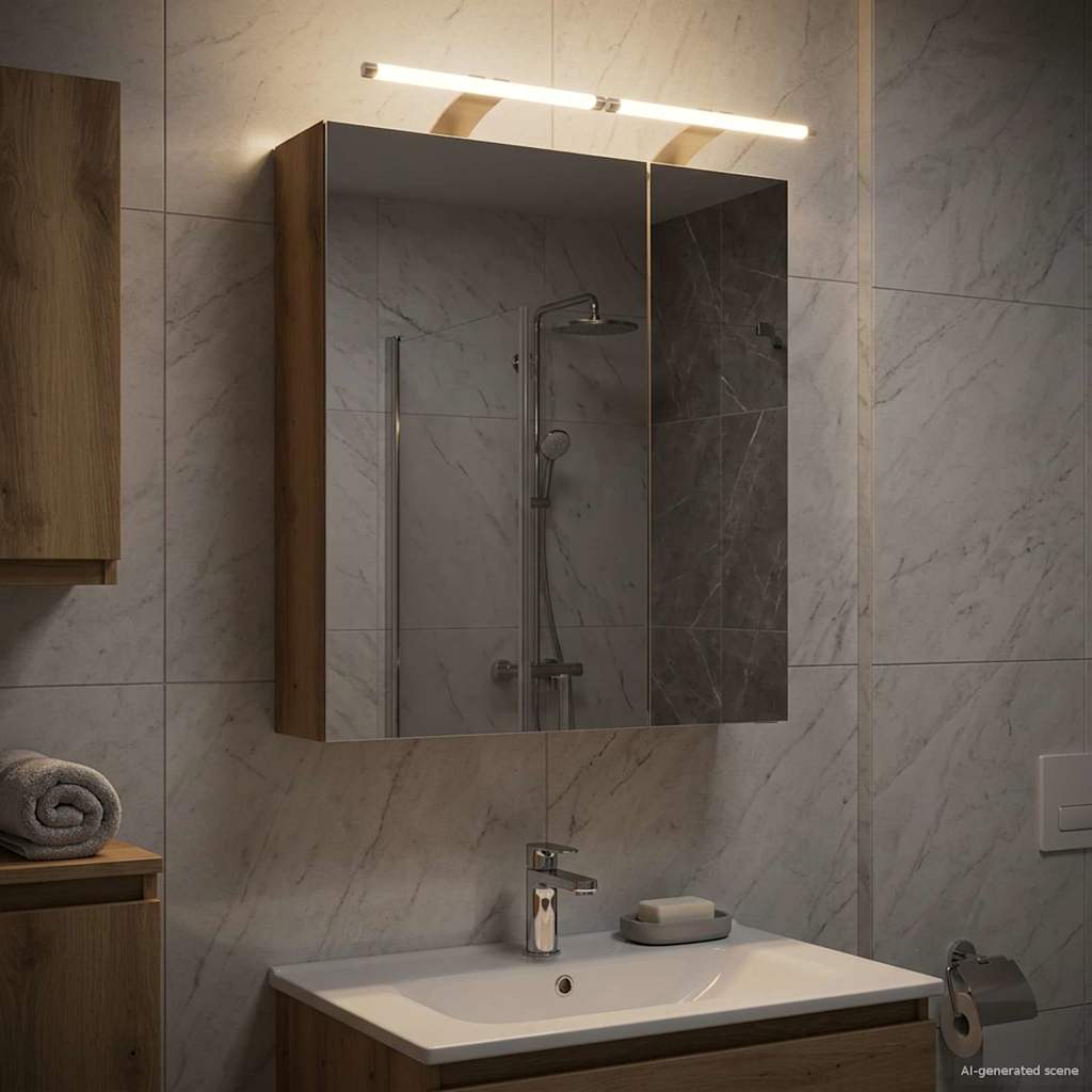 vidaXL Dulap cu oglindă pentru baie Stejar artizanal 60 x 14,5 x 70 cm
