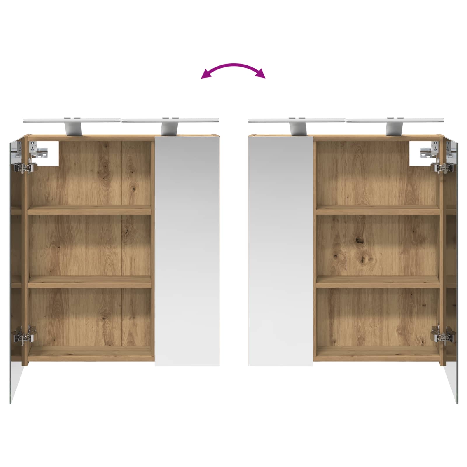 Koupelnová zrcadlová skříň Umělecký dub 60 x 14,5 x 70 cm - obrázek 12