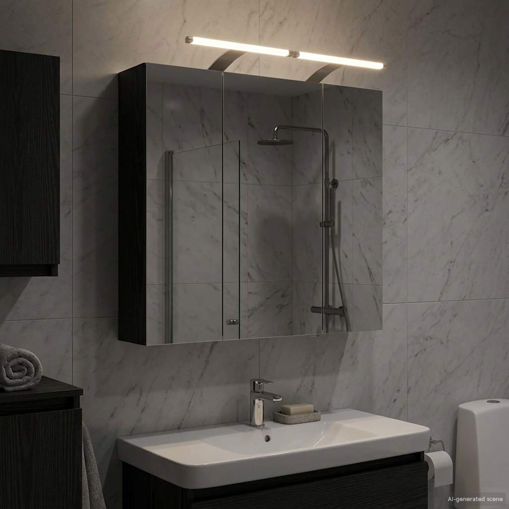 Badkamer spiegelkast Zwart Eiken 70 x 14,5 x 70 cm Bewerkt hout - Afbeelding 4