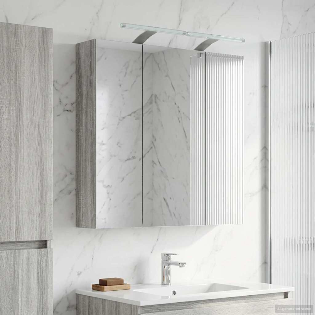 vidaXL Dulap cu oglindă pentru baie Gri Sonoma 70 x 14,5 x 70 cm