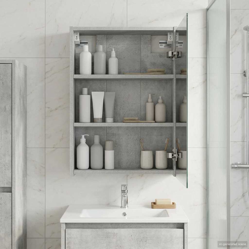 Koupelnová zrcadlová skříň Betonově šedá 43 x 16 x 62,5 cm - obrázek 4