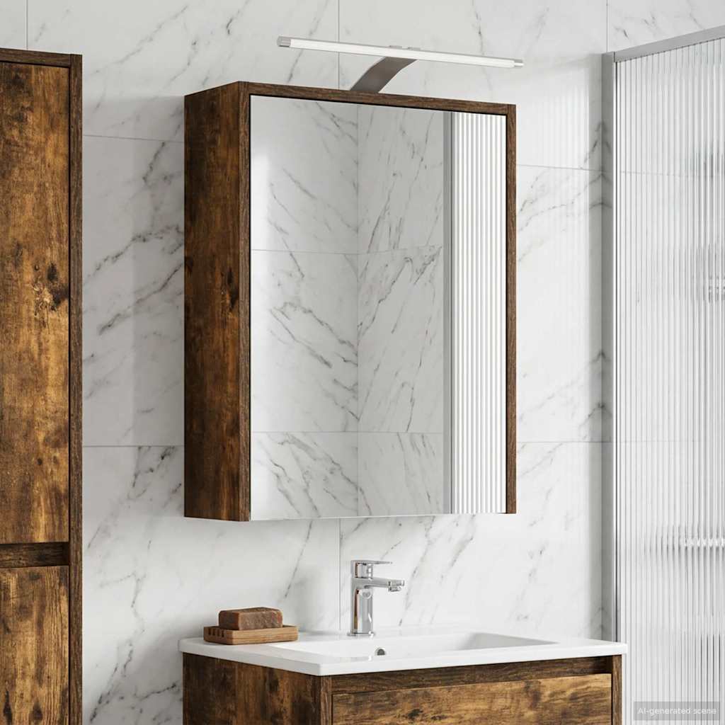 vidaXL Dulap cu oglindă pentru baie Stejar fumuriu 43 x 16 x 62.5 cm