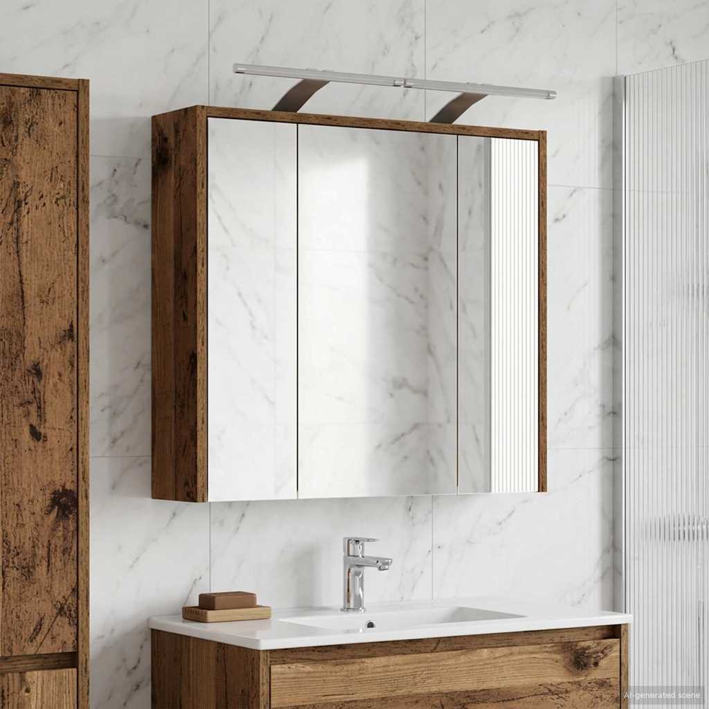 vidaXL Dulap cu oglindă pentru baie Lemn vechi 63,5 x 16 x 62,5 cm