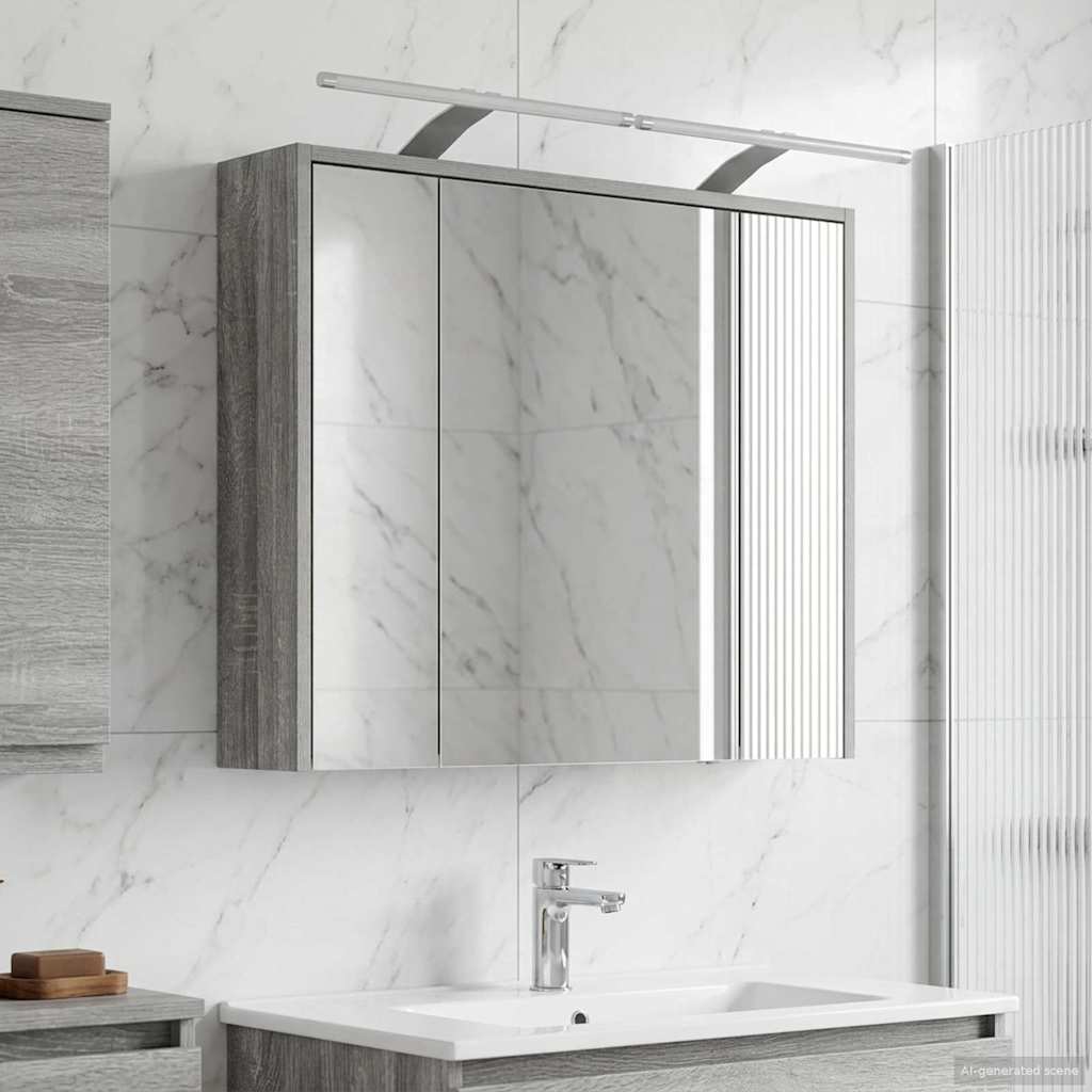 vidaXL Dulap cu oglindă pentru baie Gri Sonoma 73,5 x 16 x 62,5 cm