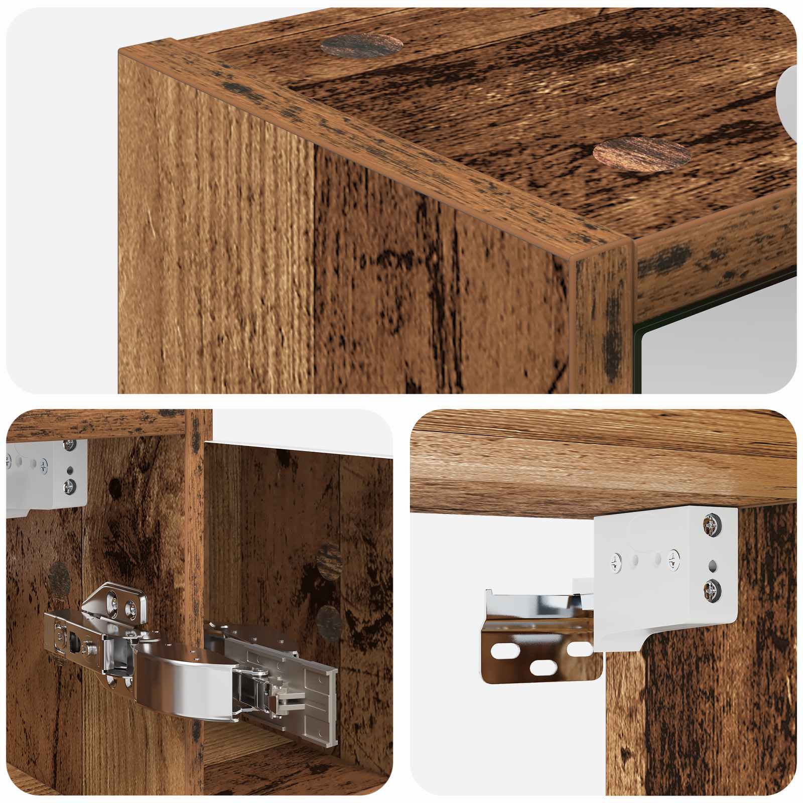 Koupelnová zrcadlová skříň Staré dřevo 73,5 x 16 x 62,5 cm - obrázek 10