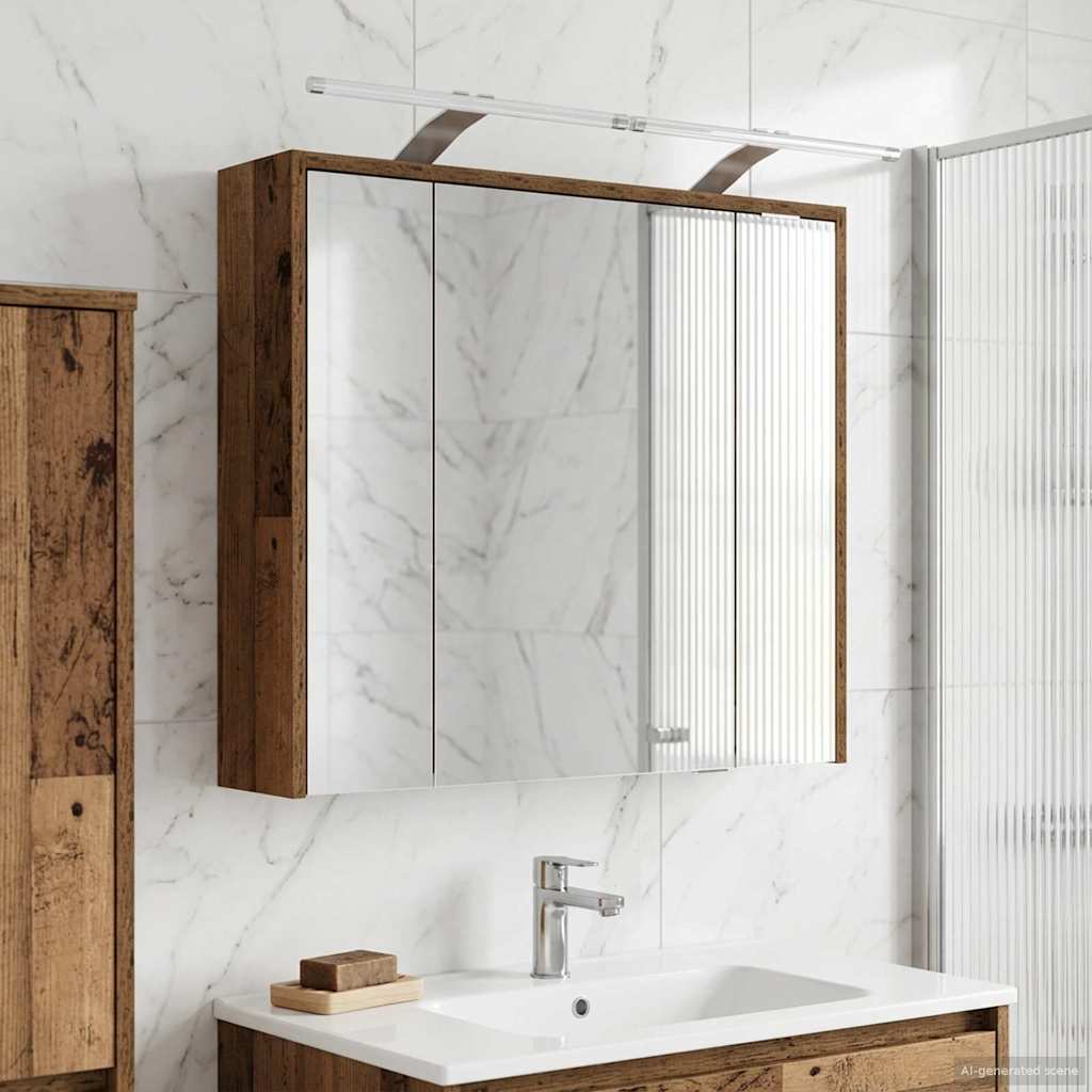 vidaXL Dulap cu oglindă pentru baie Lemn vechi 73,5 x 16 x 62,5 cm