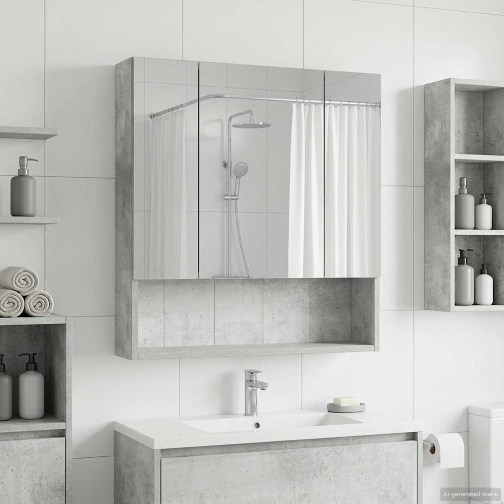Koupelnová zrcadlová skříň Betonově šedá 60 x 14.5 x 70 cm - obrázek 4