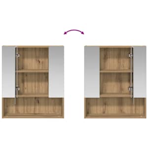 Koupelnová zrcadlová skříň Umělecký dub 60 x 14.5 x 70 cm - obrázek 10