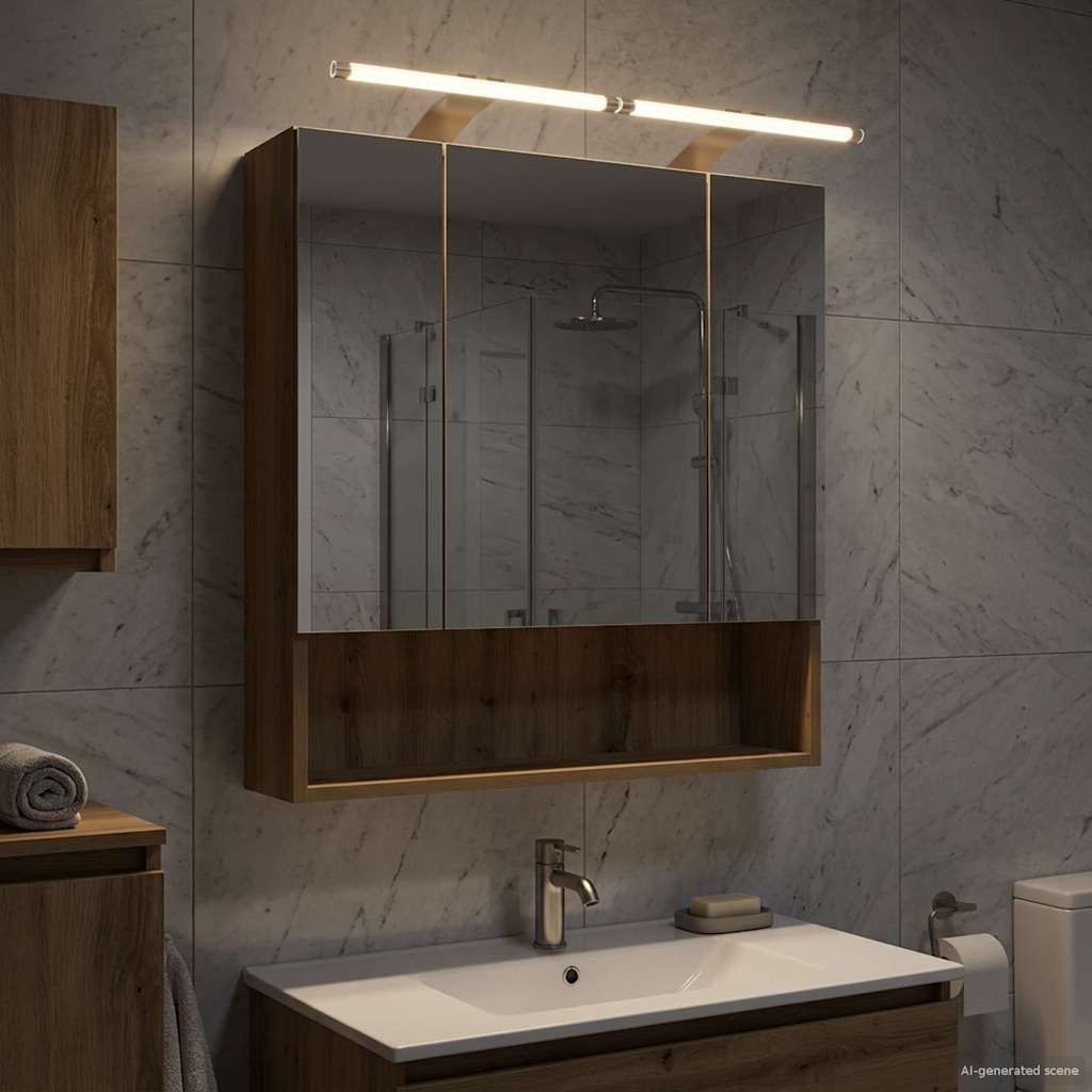 vidaXL Dulap cu oglindă pentru baie Stejar artizanal 60 x 14.5 x 70 cm