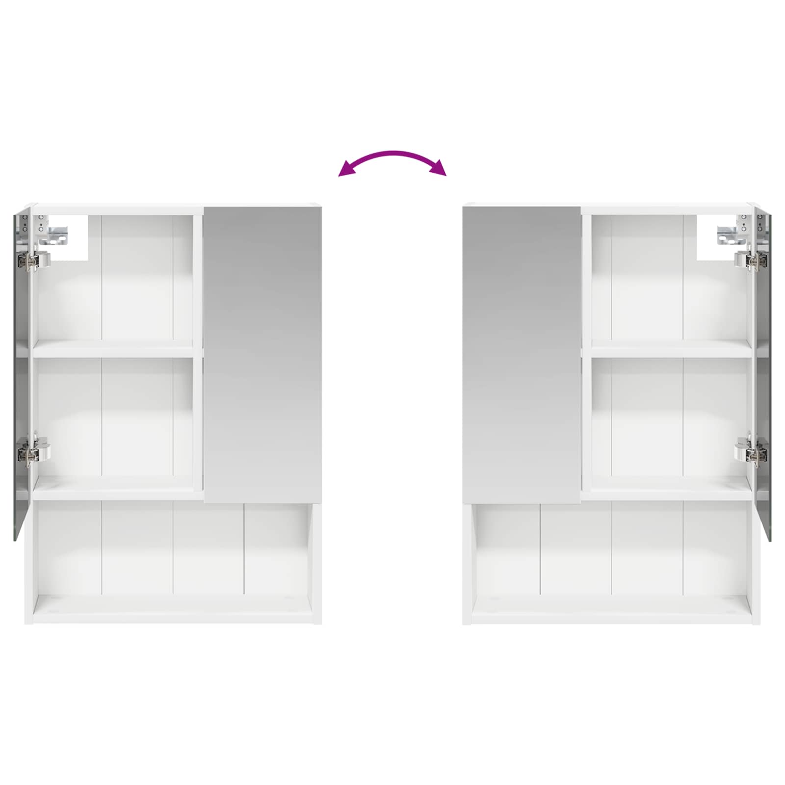Badkamer spiegelkast Wit 50 x 14,5 x 70 cm Bewerkt hout - Afbeelding 10