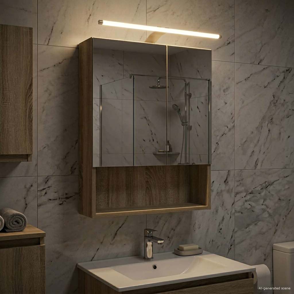 Koupelnová zrcadlová skříň Sonoma dub 50 x 14,5 x 70 cm - obrázek 4
