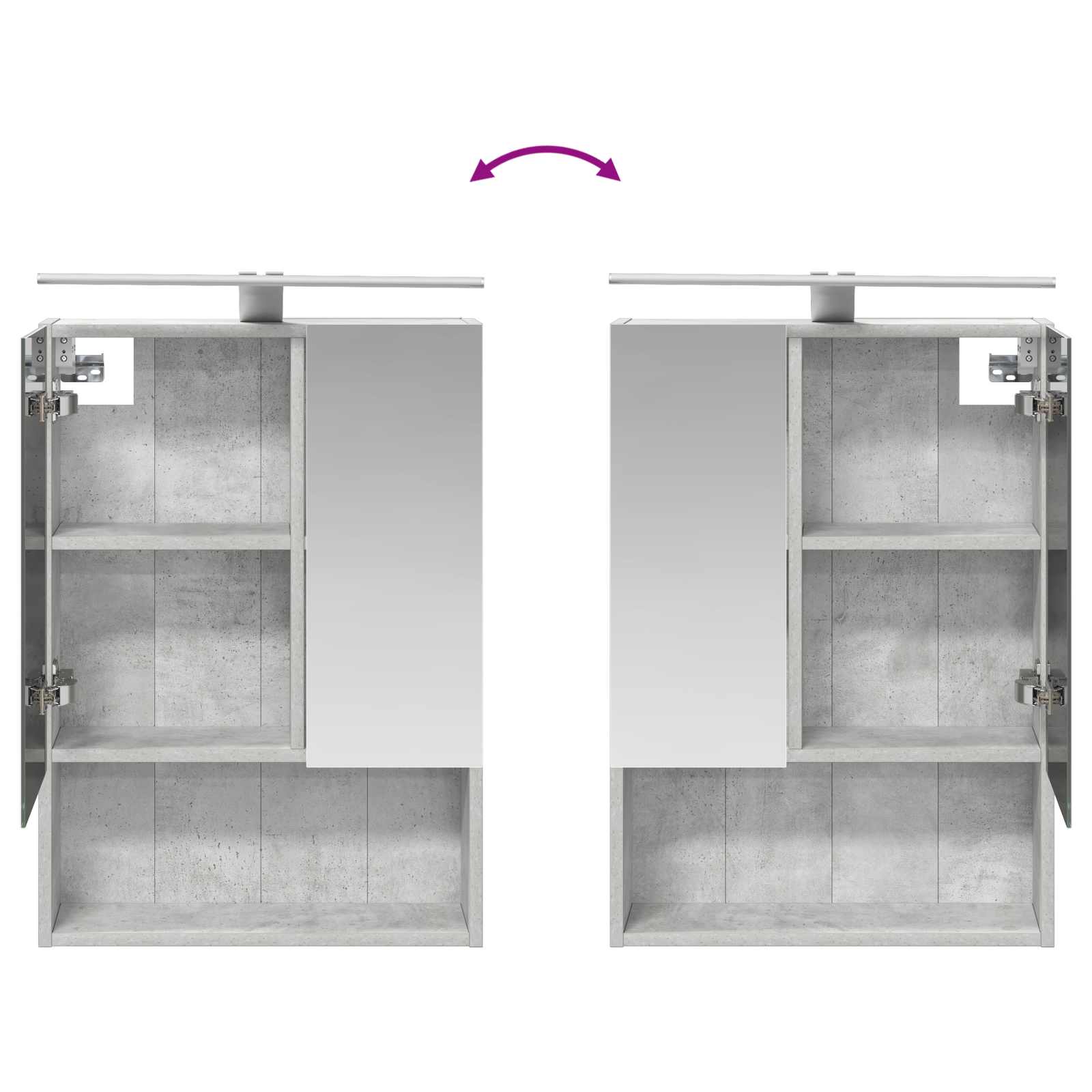 Koupelnová zrcadlová skříň Betonově šedá 50 x 14,5 x 70 cm - obrázek 12