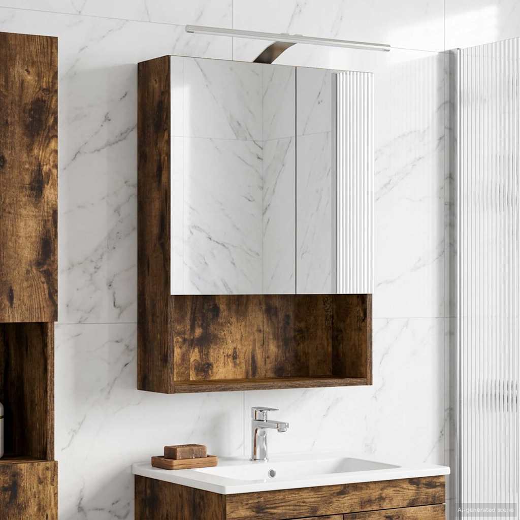 Koupelnová zrcadlová skříň Kouřový dub 50 x 14,5 x 70 cm - obrázek 4