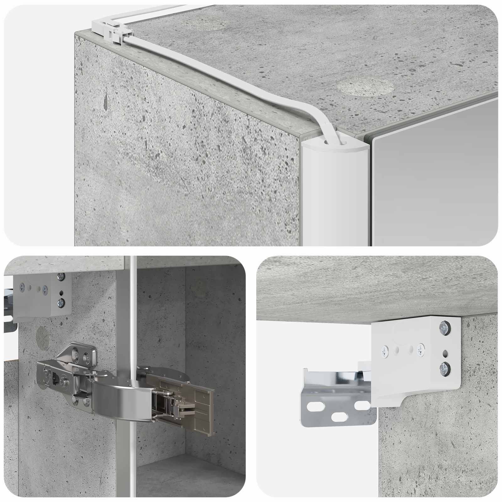 Koupelnová zrcadlová skříň Betonově šedá 33 x 11,5 x 50 cm - obrázek 10