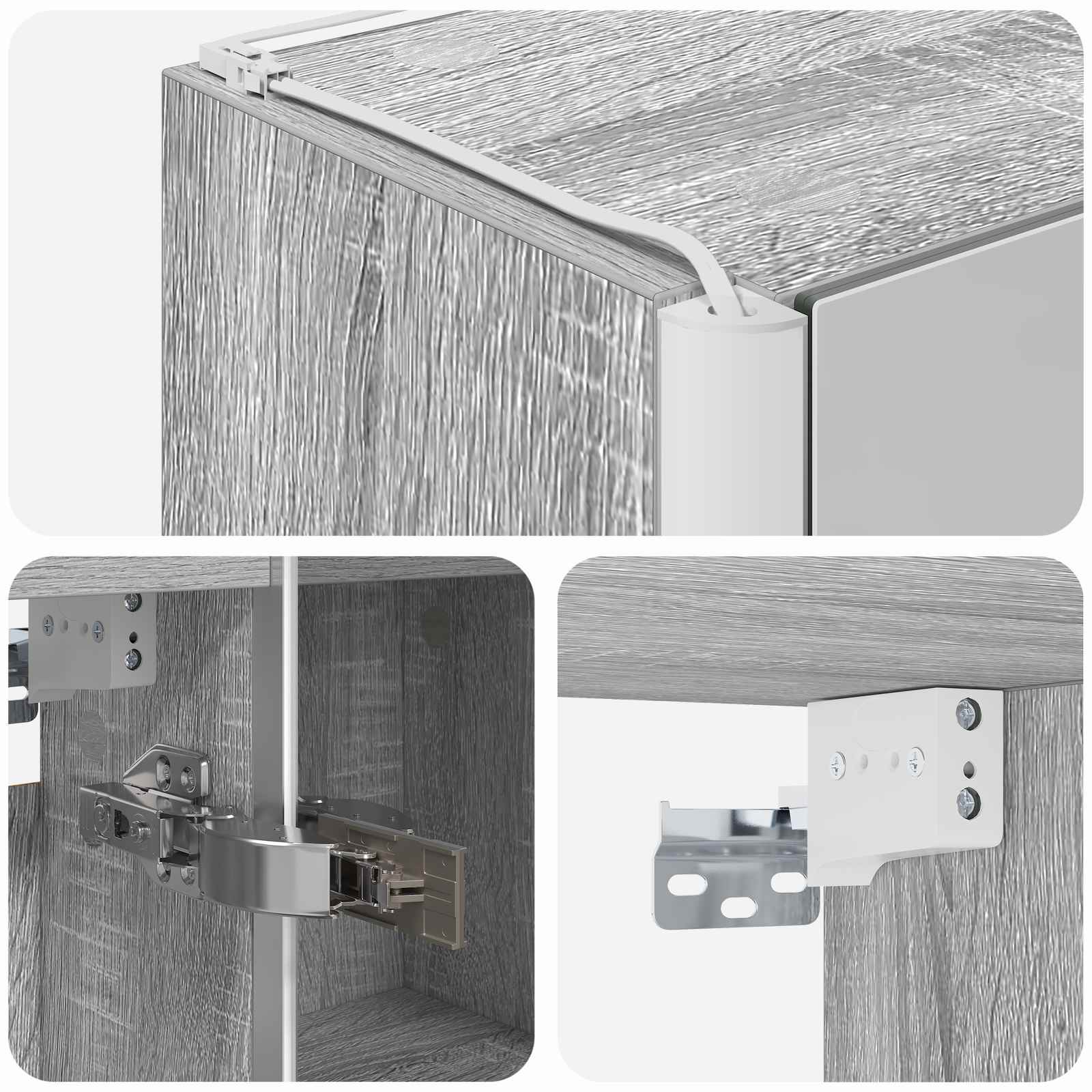 Badkamer spiegelkast Grijs Sonoma 33 x 11,5 x 50 cm - Afbeelding 10