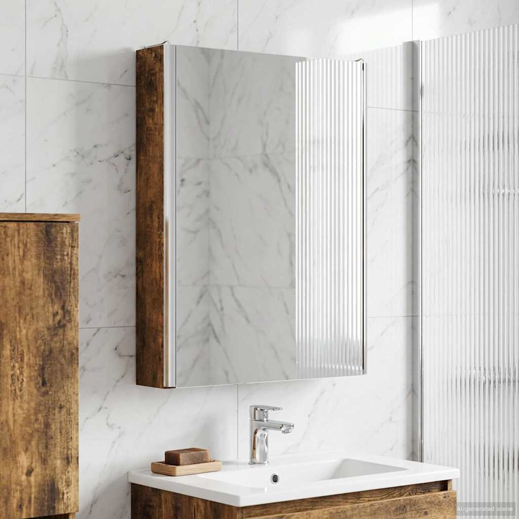 vidaXL Badrumsspegelskåp Rökt ek 43 x 11,5 x 60,5 cm Konstruerat trä