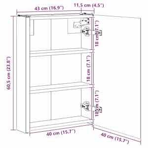Koupelnová zrcadlová skříň Kouřový dub 43 x 11,5 x 60,5 cm - obrázek 13
