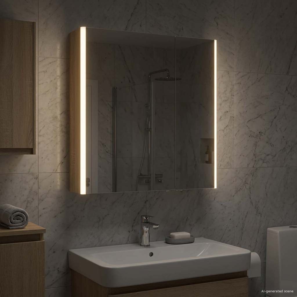 Koupelnová zrcadlová skříň Sonoma dub 63,5 x 15,5 x 70 cm - obrázek 4
