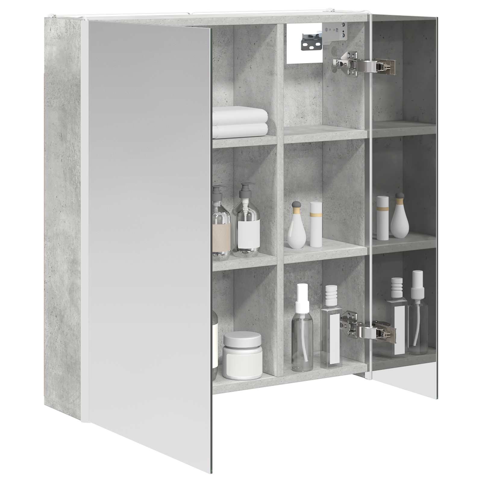 Koupelnová zrcadlová skříň Betonově šedá 63,5 x 15,5 x 70 cm - obrázek 3