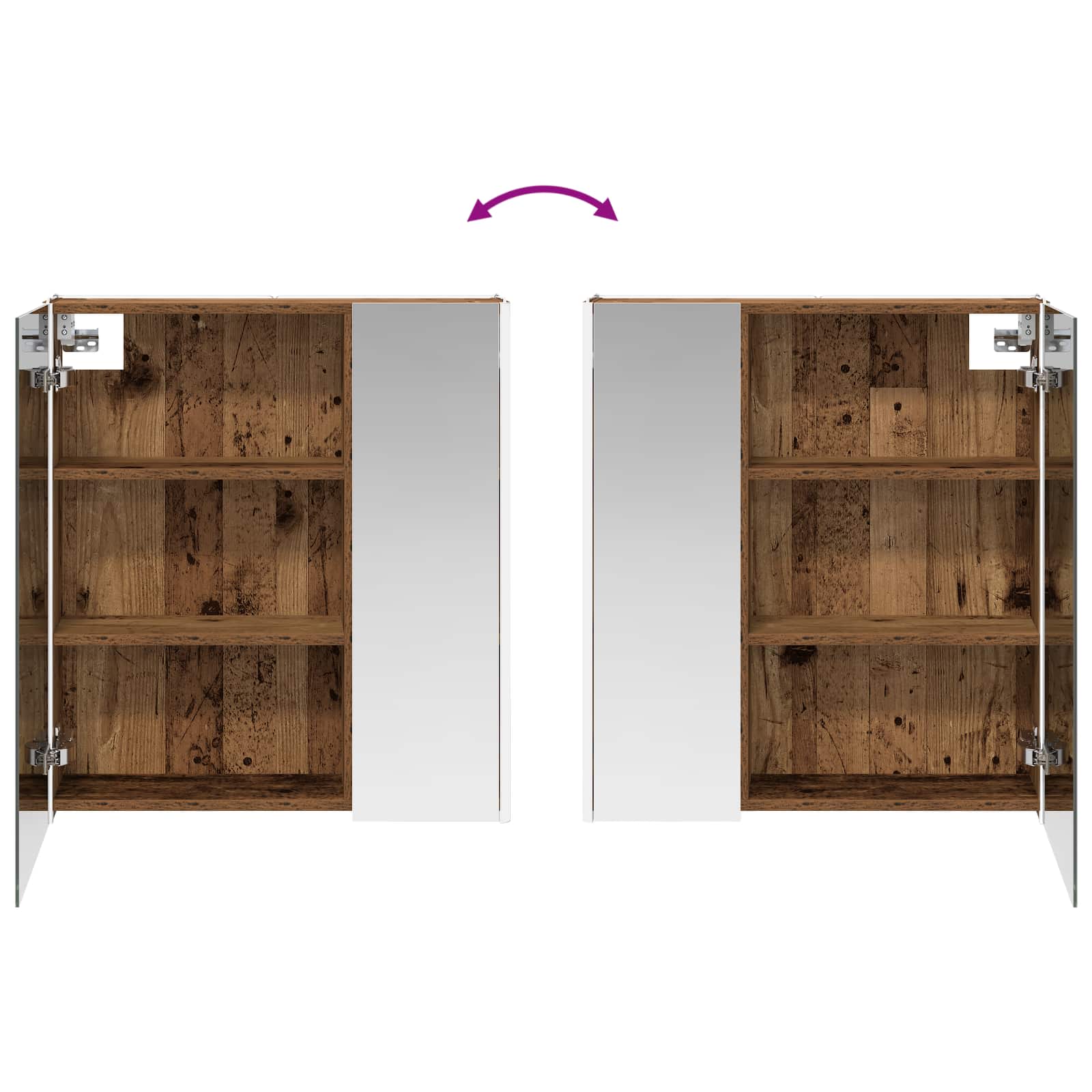 Koupelnová zrcadlová skříň Staré dřevo 63,5 x 15,5 x 70 cm - obrázek 12